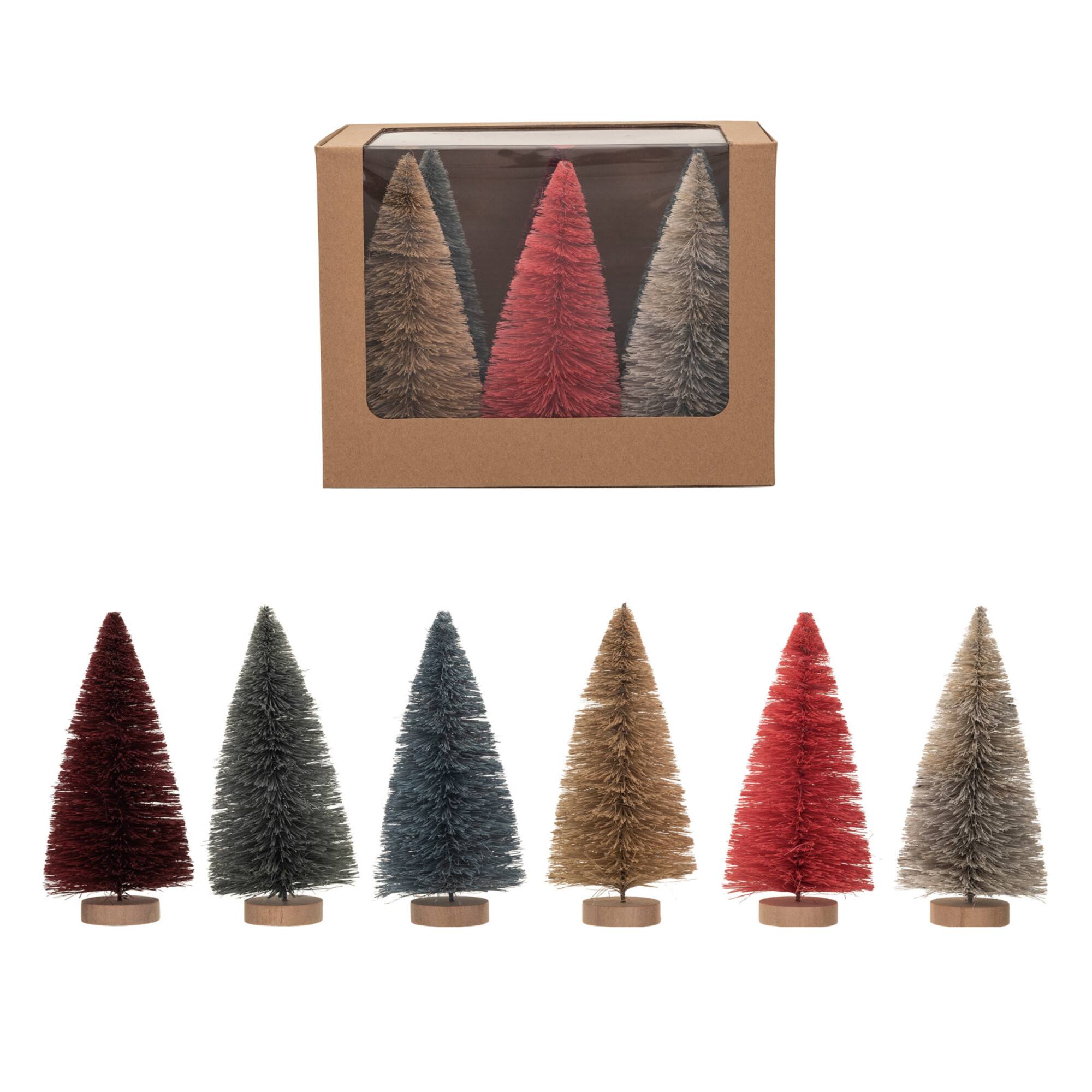 Hello Honey® 6.5" Multicolor Sisal Bottle Brush Tree with Wood Base Set